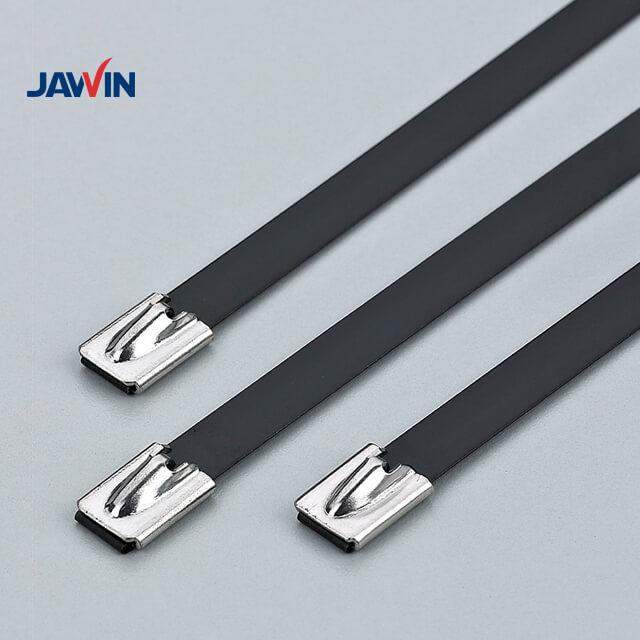 PVC Coated Black Stainless Steel Exhaust Wrap Multi-purpose Locking Cable Metal Zip Ties